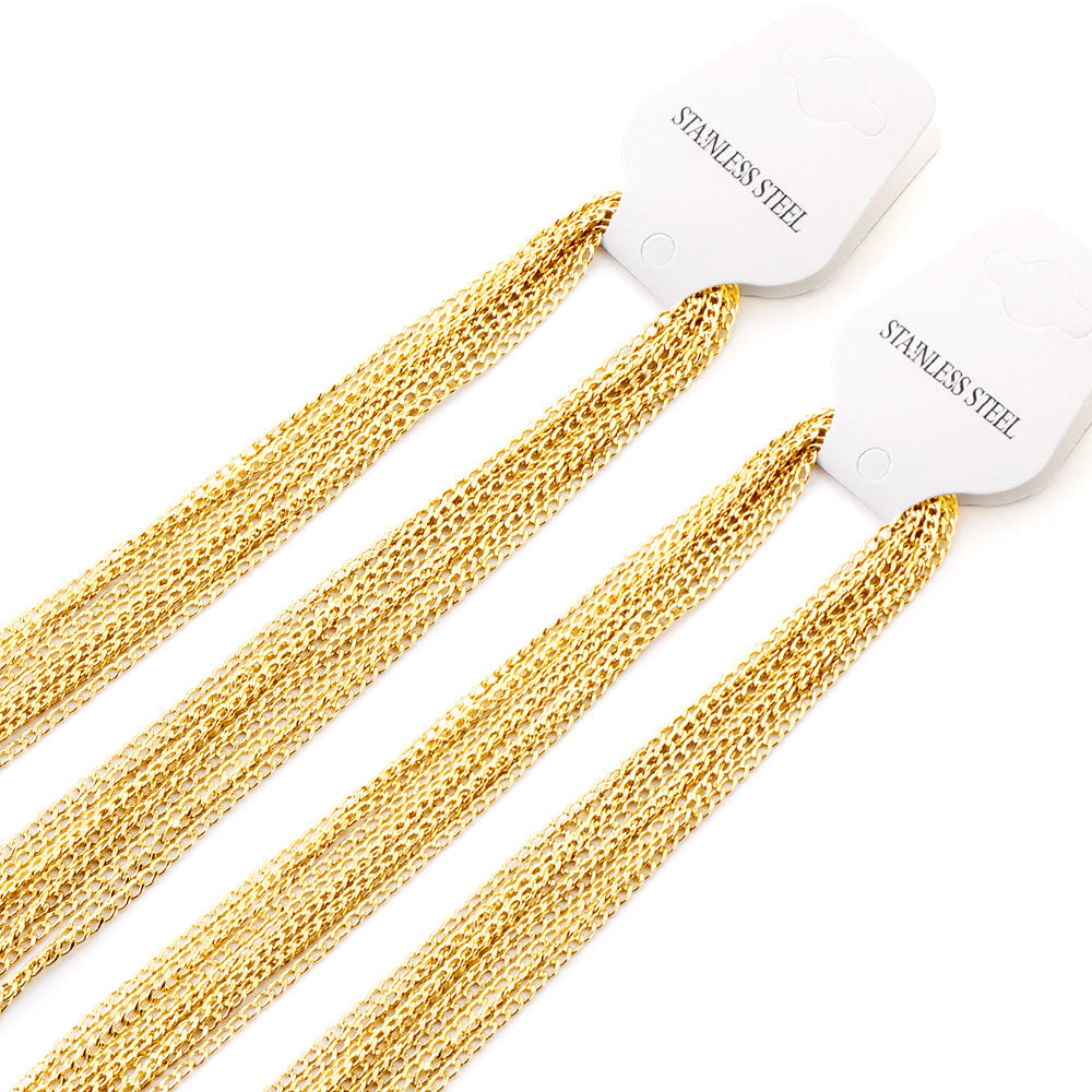 ASON 10pcs/bulk long necklace collar 0.6 wire 2.3mm*60cm wide NK1;1 matching chain steel color & gold stainless steel necklace wholesale asonjewelry